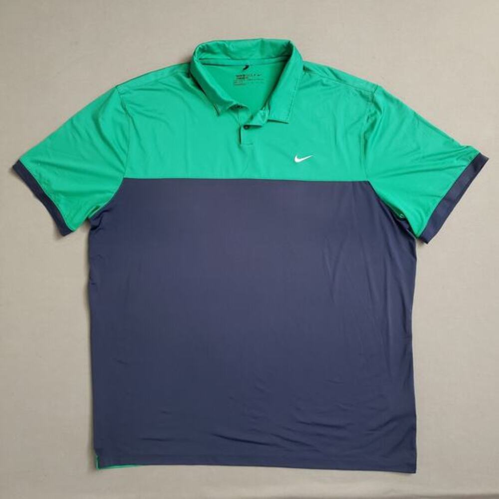 Nike Golf Standard Fit Dri-Fit Polo Men's 2XL Green Blue Short Sleeve Big & Tall - Picture 1 of 9